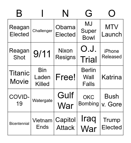 Grandparents Day Bingo Card