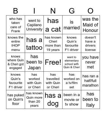 Find someone who... Bingo Card