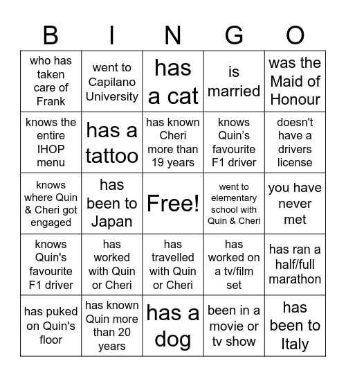 Find someone who... Bingo Card