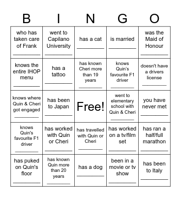 Find someone who... Bingo Card