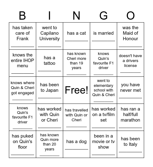 Find someone who... Bingo Card