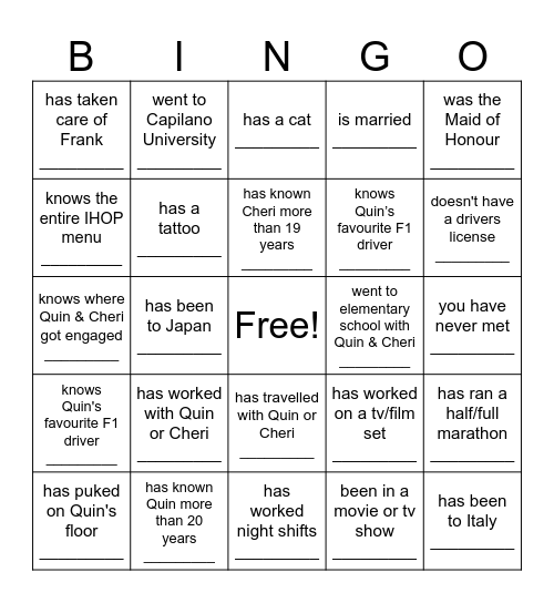 Find someone who... Bingo Card