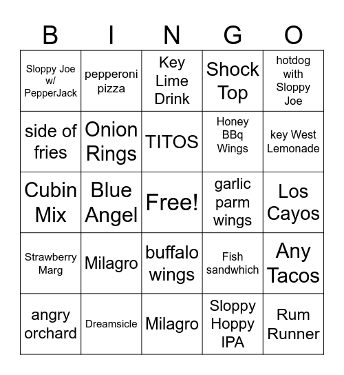SLOPPY JOES SEPTEMBER BINGO Card