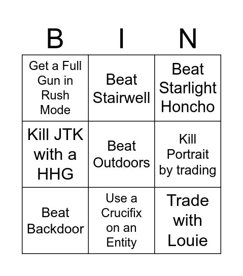 Doors Bingo Card