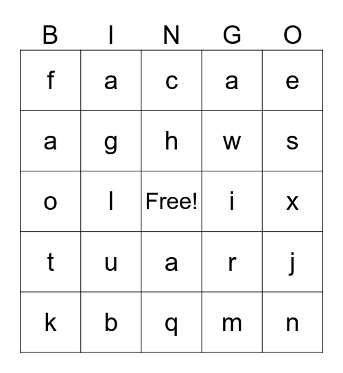 a Bingo Card