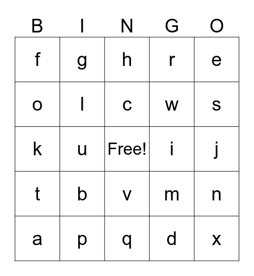 a Bingo Card