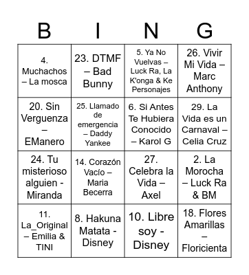 Primavera 2026 Bingo Card