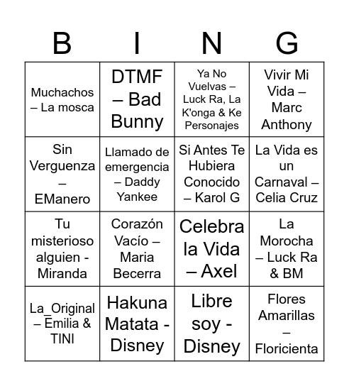 Primavera 2026 Bingo Card
