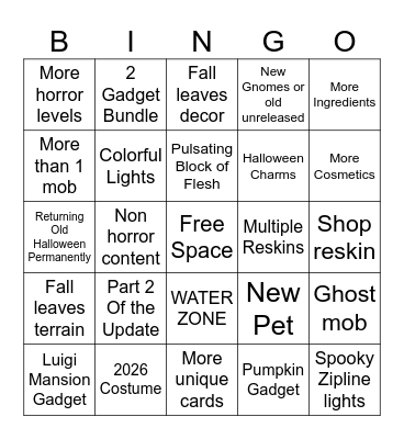 YeepsHalloween Bingo Card