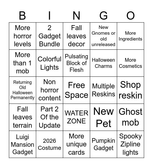 YeepsHalloween Bingo Card