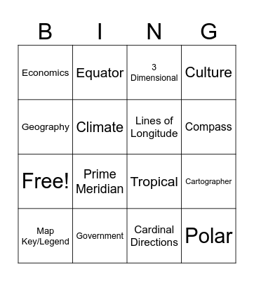 Social Studies Bingo Card