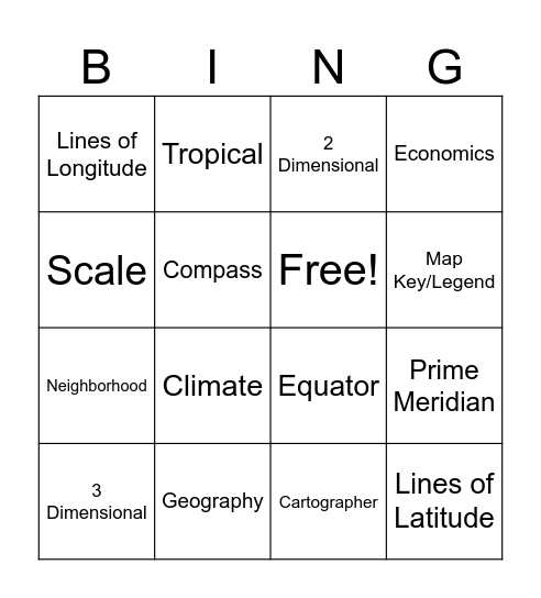 Social Studies Bingo Card