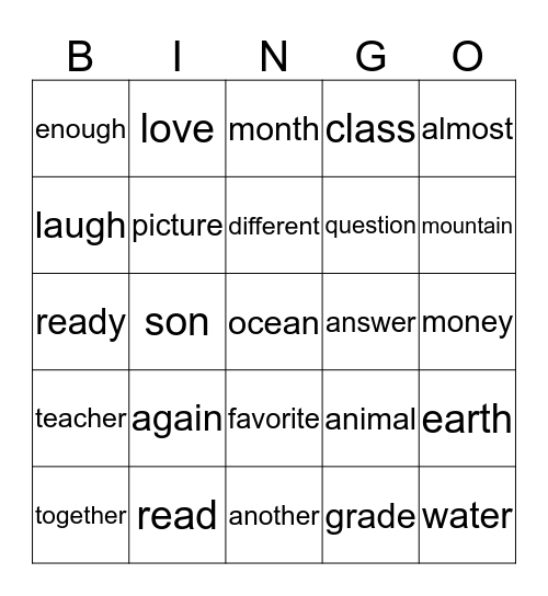 iRead Sight Words Gr. 2 (#2) Bingo Card