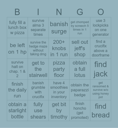 DOORS Bingo Card