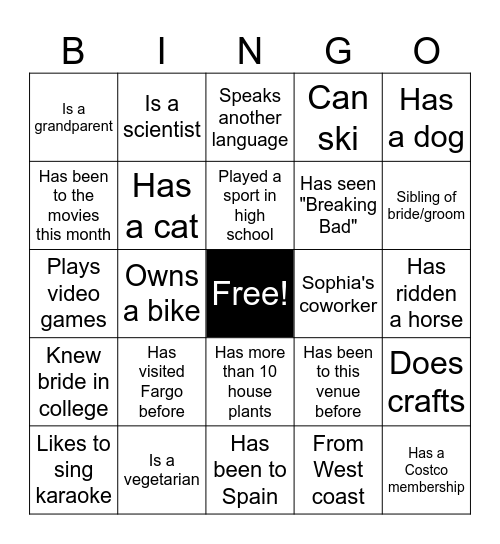 I C E B R E A K E R Bingo Card