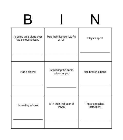 Find someone who... Bingo Card