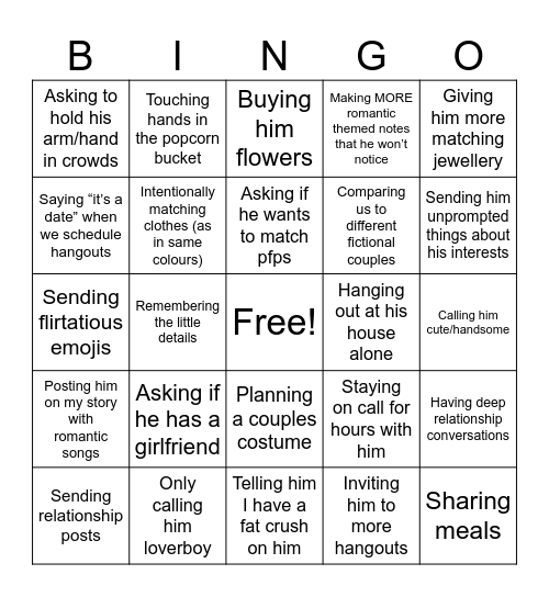 What will go over Josh’s head? Bingo Card