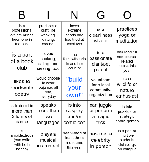 Find someone who Bingo Card
