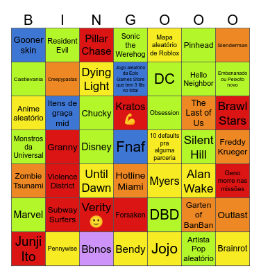 Fortnite Pesadelos 2026 Bingo Card