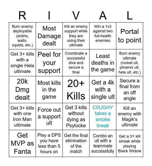 Tutorial Tuesday DPS Bingo Card