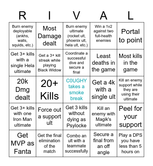Tutorial Tuesday DPS Bingo Card