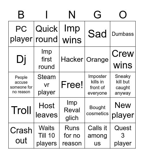 AU3D bingo Card