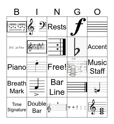 Music Vocabulary  Bingo Card