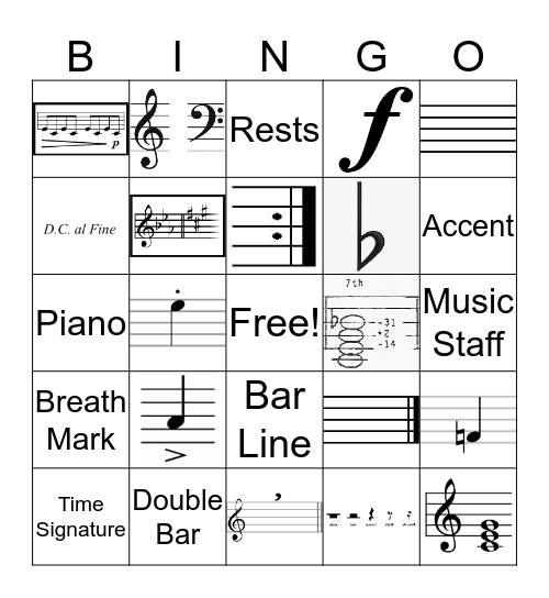 Music Vocabulary  Bingo Card