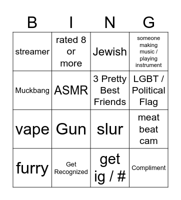 Omegle Bingo Card