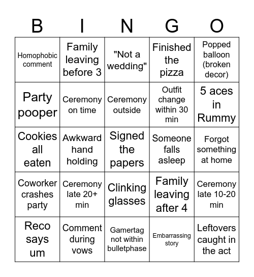 Event Bingo Card