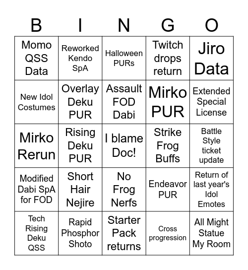 UR 3rd Anniversary Bingo Card