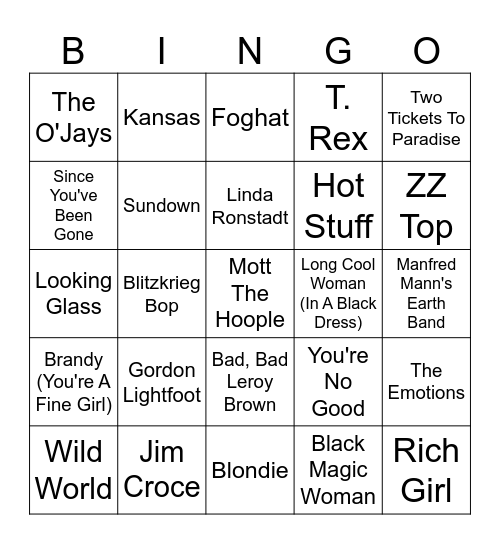 1970s (Part 3) Bingo Card