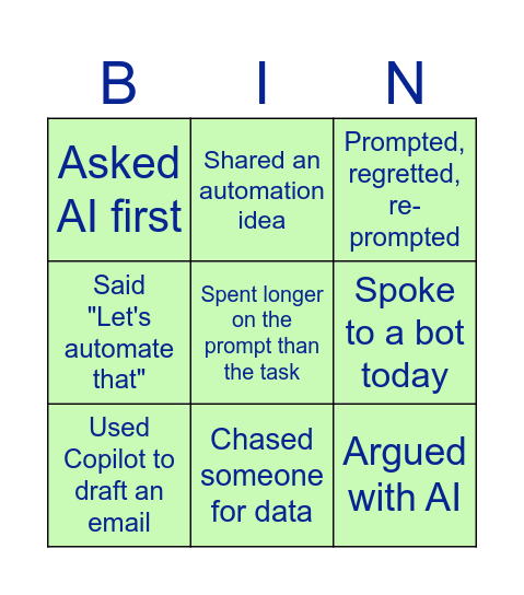 Prompt & Pray Bingo Card