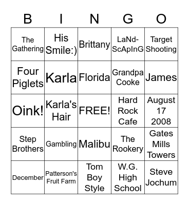 JAMES & KARLA FOREVER Bingo Card