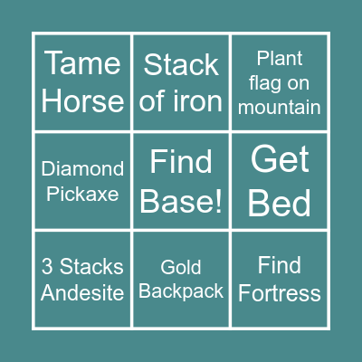 New World Bingo Card