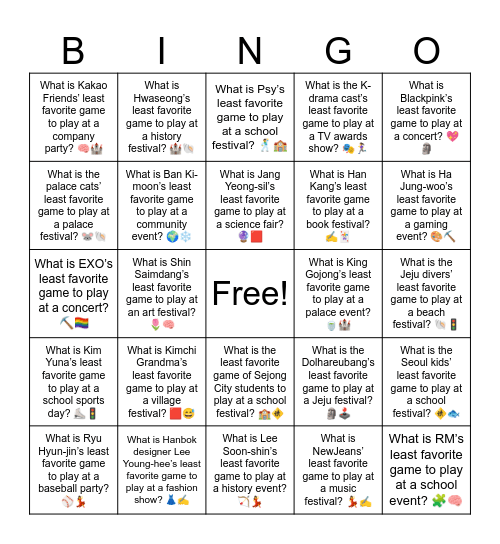 B18 L7 Hard What is King Sejong’s least favorite game to play at a school festival? 🏃‍♂️📚 Bingo Card