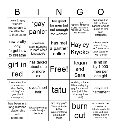lesbian stereotypes Bingo Card