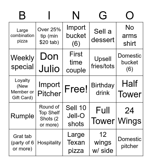 Click’s Chicks Bingo Card