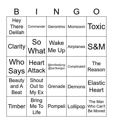 Songs That Raised Me Bingo Card