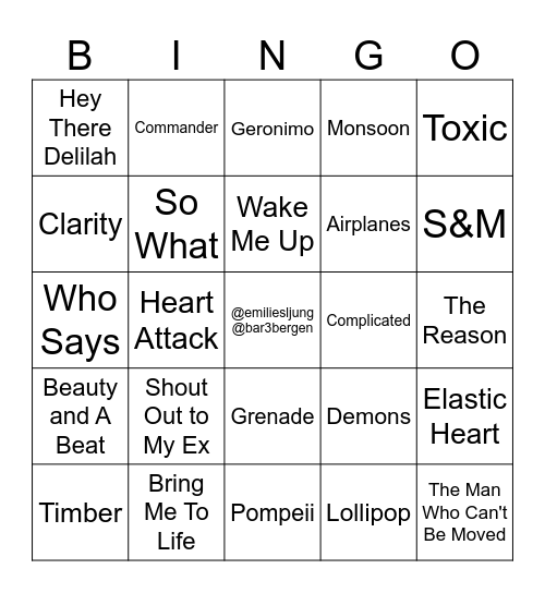 Songs That Raised Me Bingo Card