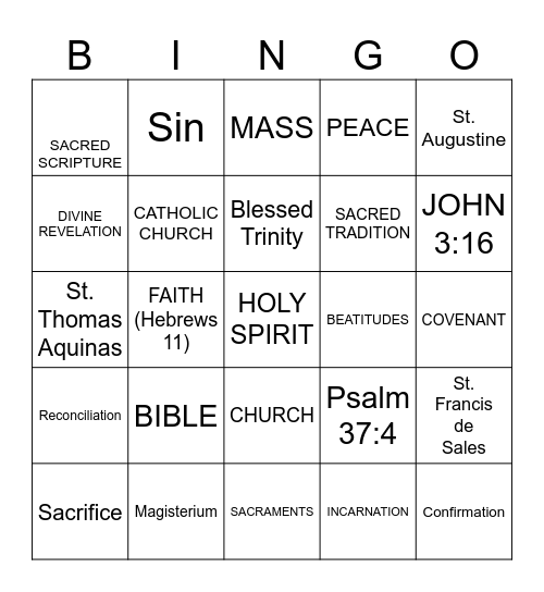 CHOSEN Bingo Card