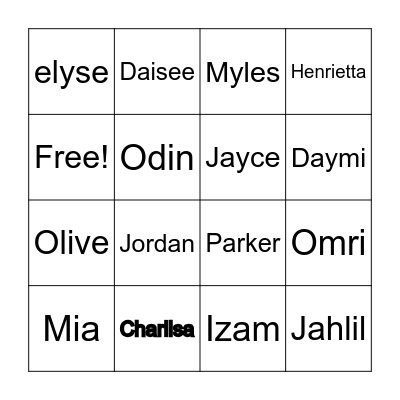 Overway Family Bingo Card