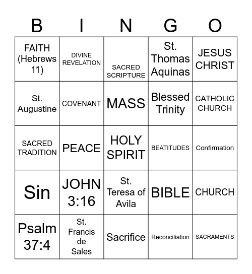 CHOSEN Bingo Card