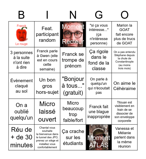 Le Bingo de la Réu du lundi : 2026-2027 Bingo Card