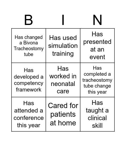 Healthcare Bingo Card