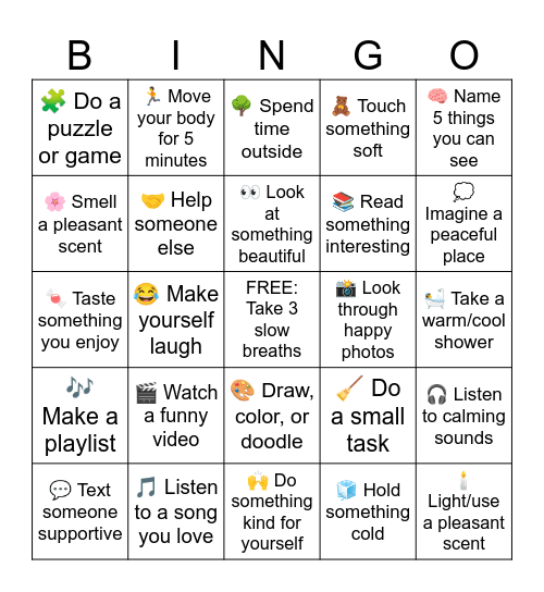ACCEPTS & Self Soothe Bingo Card