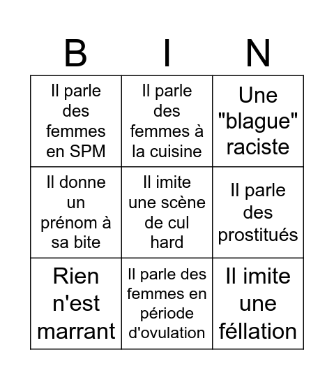 Bingo Bigard Bingo Card