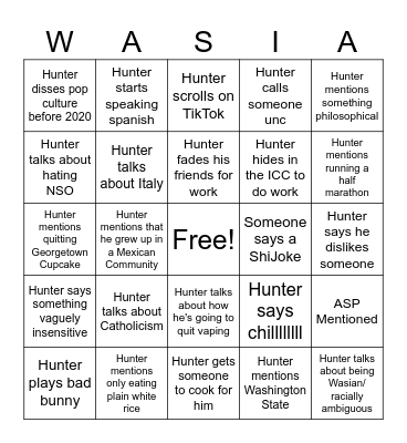 Hunter Bingo! Bingo Card