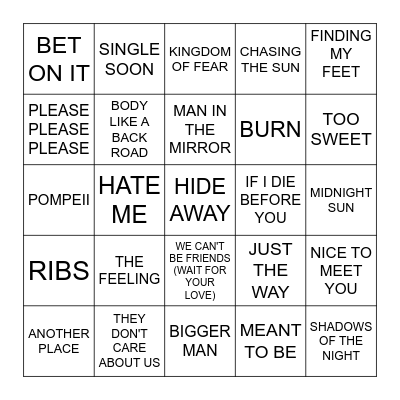 BRITNEY BIRTHDAY Bingo Card