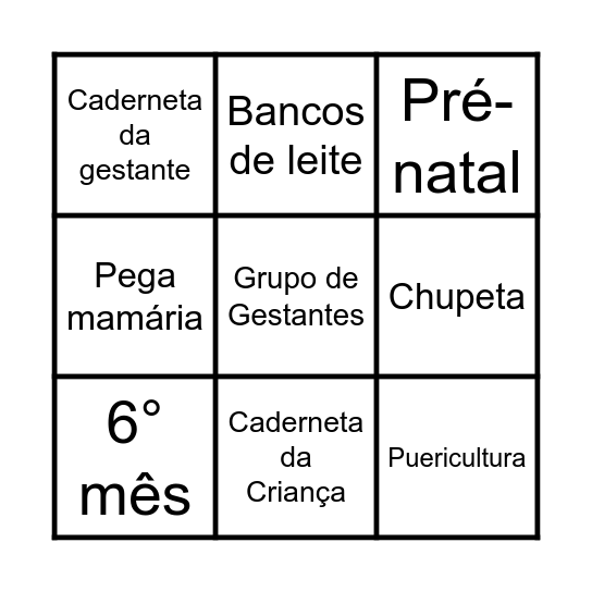 Bingo da Gestante! Bingo Card